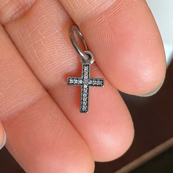 Retired Pandora Sparkling Cross Dangle Charm for Bracelet Necklace EUC - Picture 3 of 6